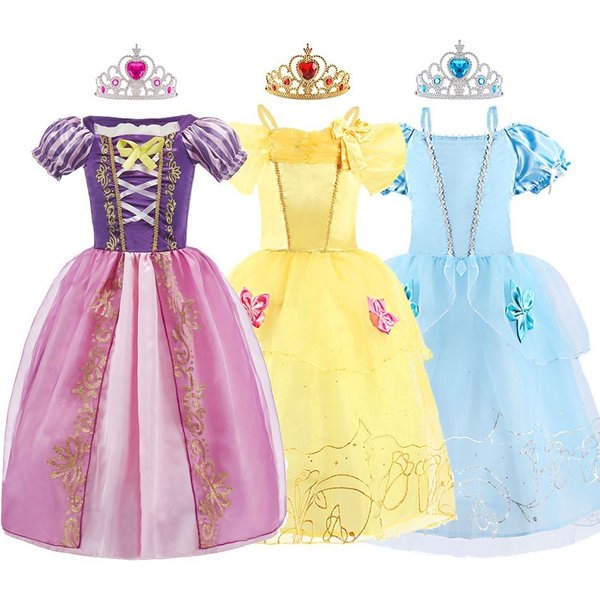 Rapunzel Kleid für Mädchen Cinderella Belle Dress Up Fantasy Kinder Geburtstag Party Prinzessin Kostüm Kinder Halloween Kleidung