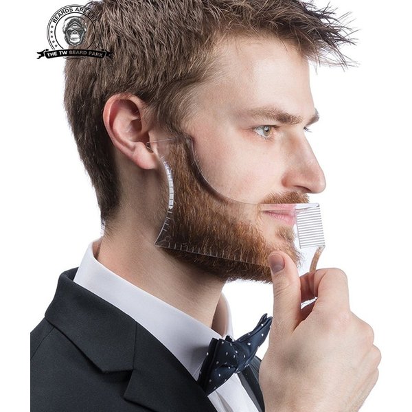 Bartformungs-Styling-Werkzeug mit Kamm für Perfect Line Up, Schnurrbart-Formkamm für die Nackenlinie, mit Haarschneidemaschinen oder Rasierer