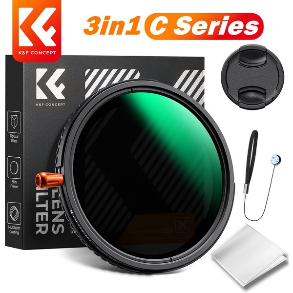 K & F Concept 3in1 filtre ND CPL 1/4 filtre de Diffusion noir ND2-ND32 1/4 filtre noir brume Pro filtre multifonction 67mm 37-82mm