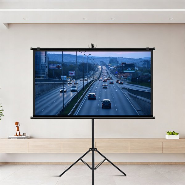 84 Zoll 16:9 Tragbare Projektionsleinwand mit Aluminium-Stativ – 4K HD Aufrollbare PVC-Leinwand, 165 ° Betrachtungswinkel, Wand-/Standmontage