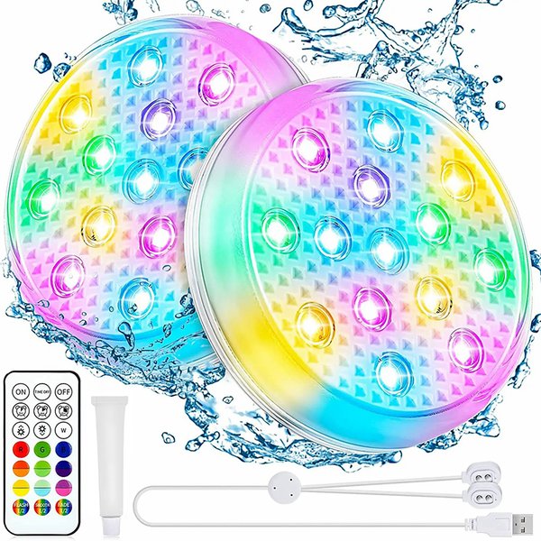 Wiederaufladbare Unterwasser-Tauchbeckenleuchten mit Fernbedienung, IP68, wasserdichte, farbwechselnde, schwimmende LED-Leuchten für Whirlpool-Bäder
