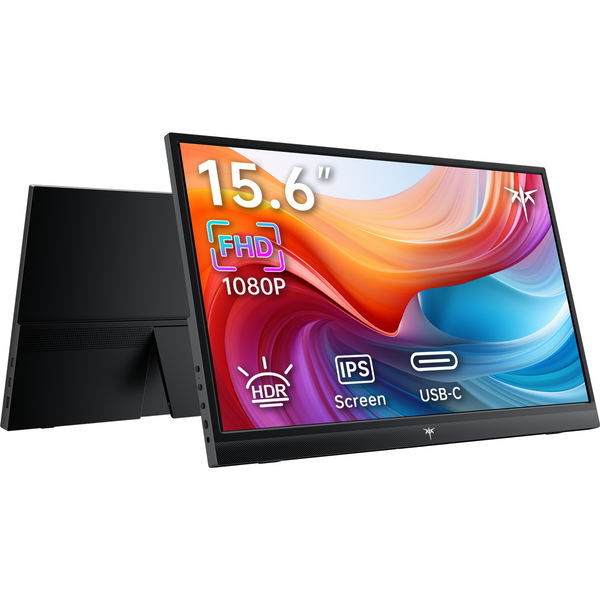 Moniteur portable KTC 15,6 pouces FHD 1080P, moniteur de voyage pour ordinateur portable, MacBook, téléphone, PS5, Xbox, Switch, HDMI, USB-C, HDR, IPS, deuxième écran fin avec haut-parleurs intégrés,