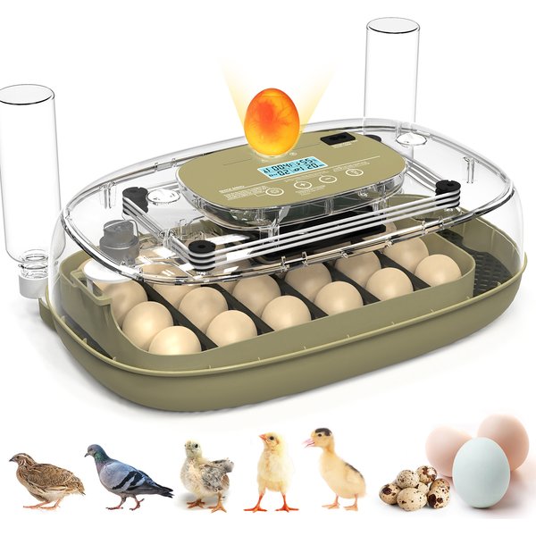 24 Egg Incubator for Hatching Eggs with Auto Turn, Temp & Humidity Control, Built-in Candler Large Capacity Egg Incubator for Chicken Duck Goose Eggs
