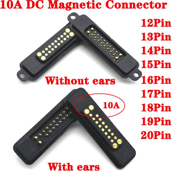 1 Set 10A DC Magnetischer Pogo-Pin-Stecker 12 13 14 15 16 17 18 19 20-polig, Rastermaß 2,54 mm, Feder, 36V Pogopin Stecker-Buchse Kontaktleiste