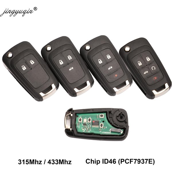 Jingyuqin 2/3/4/5 boutons voiture clé à distance bricolage pour OPEL/VAUXHALL Astra J Corsa E Insignia Zafira C 2009-2016 315 / 433MHz PCF7937E