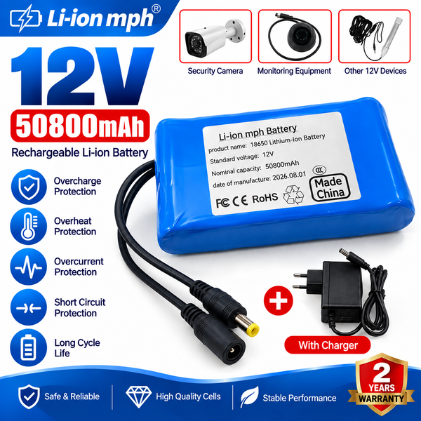 EU-Lagerbestand Schneller Versand Neuer 12V 50800mAh 5.8Ah 3S2P 18650 Li-Ionen-Akku Große Kapazität Eingebautes BMS Wiederaufladbarer Akku für Notstromversorgung von kleinen elektronischen Geräten