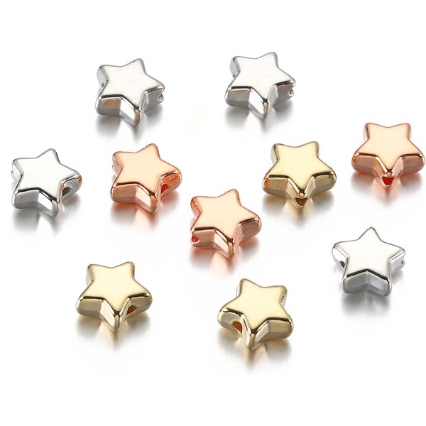100/200 pièces 6/9mm étoile CCB perles couleur or argent perles d'espacement en vrac pour la fabrication de bijoux résultats bricolage accessoires fournitures