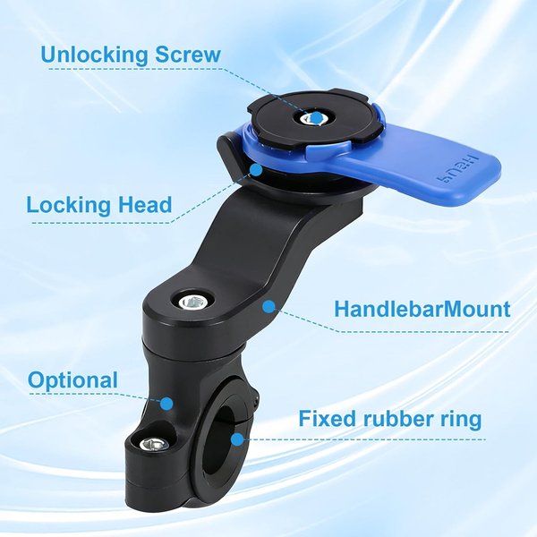 Support universel pour smartphone QUAD LOCK avec amortisseur de vibrations pour guidon de moto, vélo, trottinette et scooter compatible