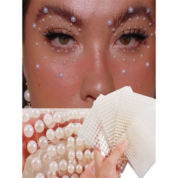 900pcs/ Sheet 3D Pearl Face Jewels Eyeshadow Stickers Self Adhesive Face Body Eyebrow Diamond Nail Stickers Diamond Decoration