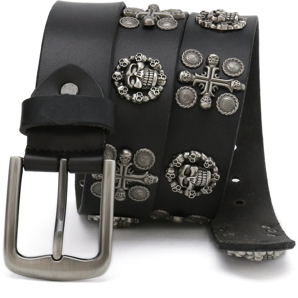 RapMetal-Ceinture de Cowboy Punk en Cuir group pour Homme, Accessoire de Style Hip Hop, avec Rivets Croisés, pour Jeans