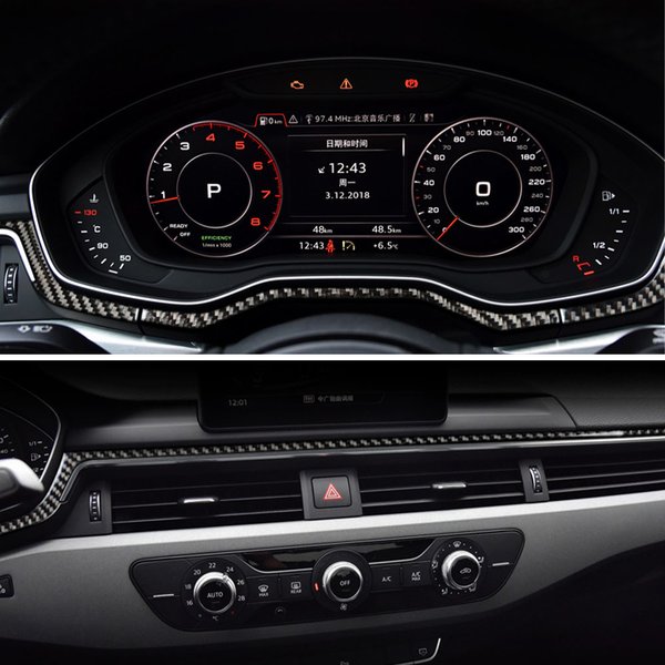 Autocollant en Fiber de carbone pour Audi A4 B9 2017 – 2021, panneau de commande Central intérieur, bande de décoration pour Console, accessoires LHD RHD
