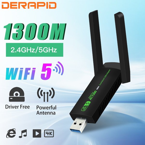 1300 MBit/s WLAN-USB-Adapter Dualband 2,4g/5GHz Wi-Fi-Dongle 802,11 AC leistungs starke Antenne Funke mp fänger für PC/Laptop Treiber kostenlos