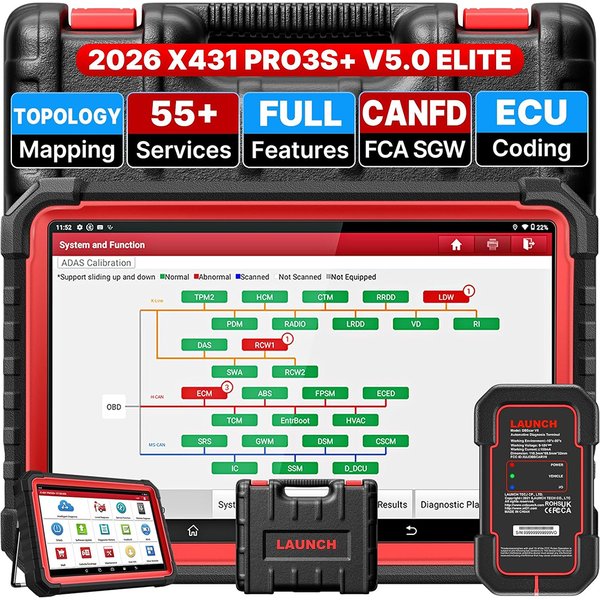 LAUNCH X431 PRO3S+ V5.0, All-in-One Bidirektionales Diagnosegerät, Topologie-Karte, ECU-Code, 55+ Servicefunktionen, Vollsystem, CANFD&DOIP, Auto-Scan