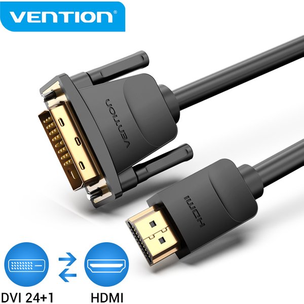 Vention câble HDMI vers DVI bidirectionnel HDMI mâle 24 + 1 adaptateur DVI-D mâle convertisseur 1080P pour Xbox HDTV DVD LCD câble DVI vers HDMI