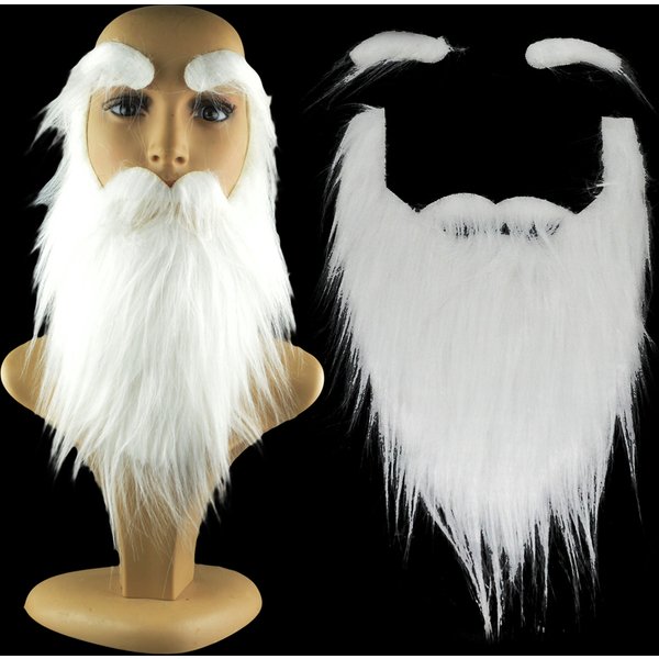 Accessoires de spectacle de fête, barbe blanche du père noël, sourcils blancs, ensemble de fausse barbe, décoration de fête d'halloween de noël