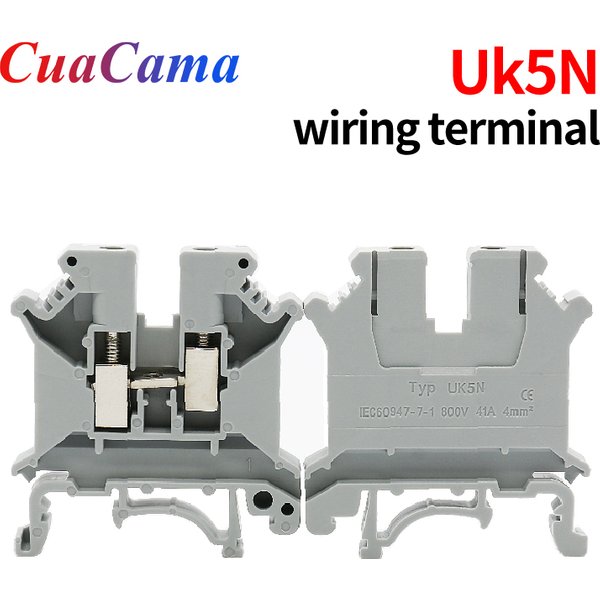 100Pcs UK5N Din Rail Block Connection Terminals Electrical Conductor Strip Universal Wire Connector UK5