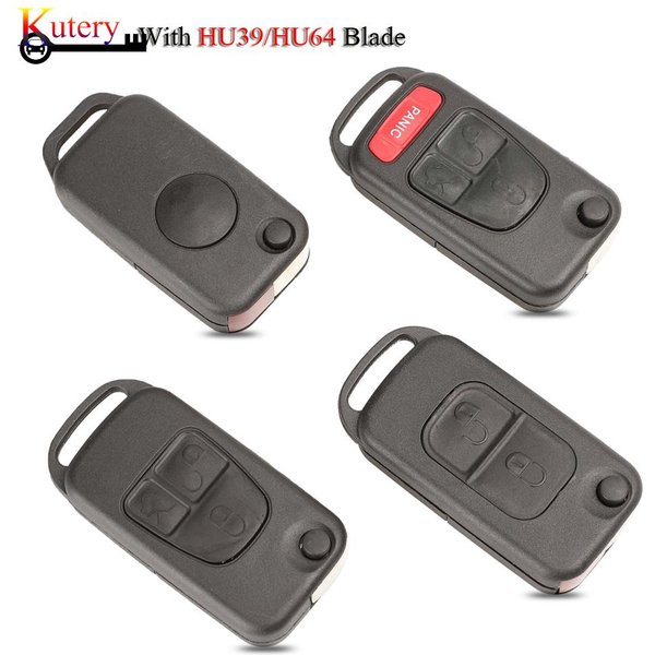 Jingyuqin coque de clé de voiture pliante pour Mercedes Benz SLK E113 A C E S W168 W124 W202 W203 1/2/3/4 boutons avec HU39/HU64 non coupé