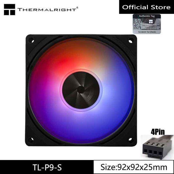 Thermalright TL-P9-S 9 cm ARGB-Gehäuselüfter, 2200 U/min, 23 dBA geräuscharmer Lüfter, unterstützt Synchronsteuerung der PWM/ARGB-Serie