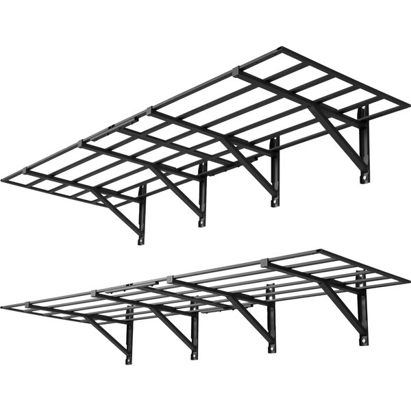 Étagère murale de garage SucceBuy à 2 niveaux, unité d'étagère murale 24x72 pouces, capacité de 800 lb par étagère, rangement flottant en métal pour garage