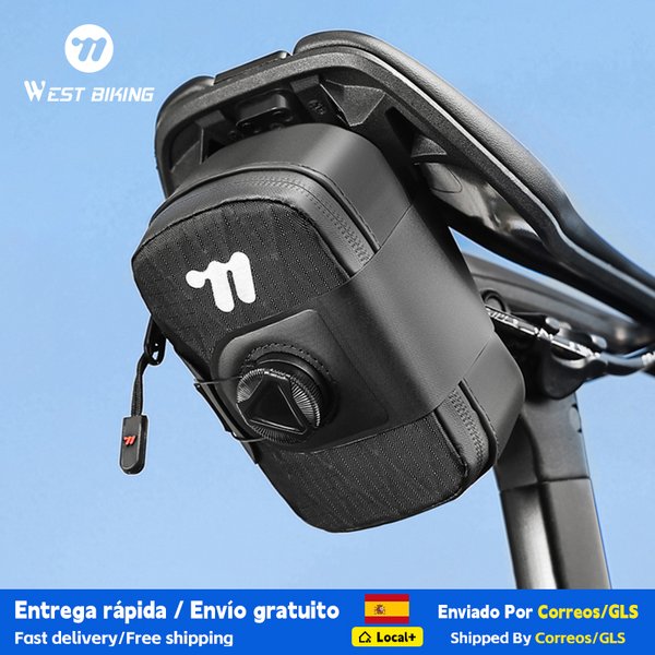 WEST BIKING Livraison locale Sacoche de selle de vélo légère et étanche, sacoches arrière de vélo résistantes à l'usure avec boucle de serrage rotative, accessoires de vélo