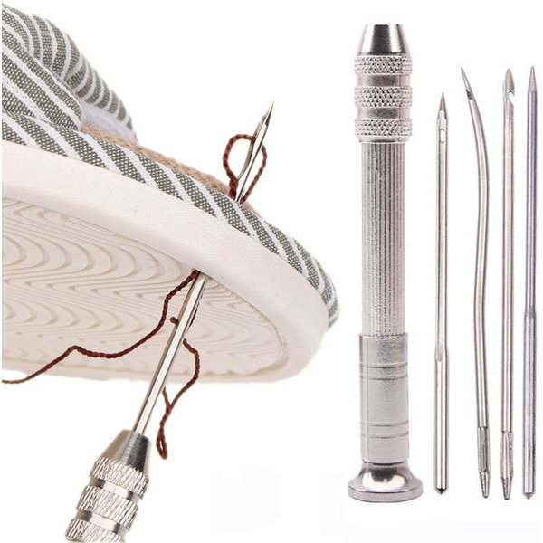 Ensemble de poinçons de couture en cuir, Kit d'outils de réparation de chaussures multifonctions remplaçables, aiguilles de couture, bricolage, artisanat du cuir
