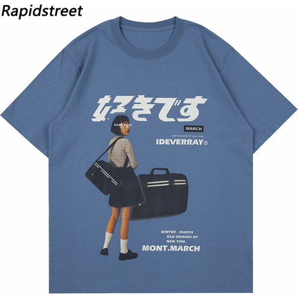 T-shirt Streetwear hommes Harajuku japonais fille affiche graphique T-Shirts à manches courtes décontracté Hip Hop ample t-shirt couverture en coton