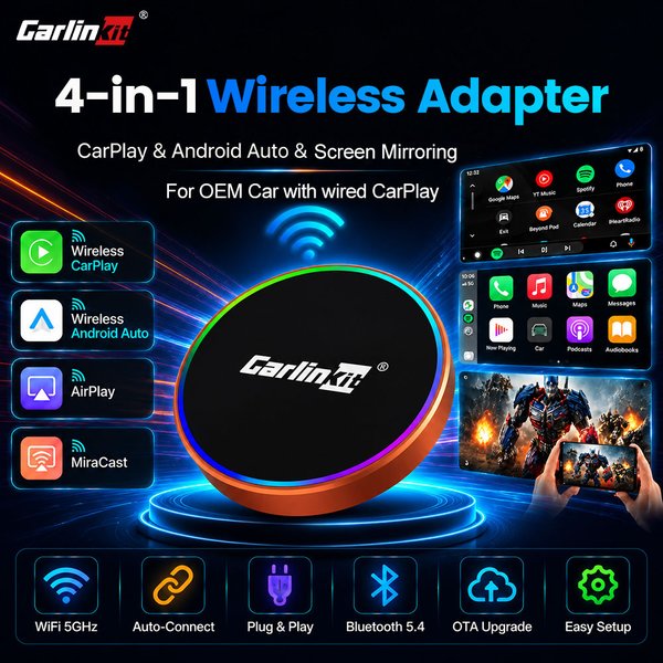 CarlinKit CP2A M Kabelloser CarPlay-Adapter, Bildschirmspiegelung, Android Auto Box, Car Play USB-Dongle für OEM-Fahrzeuge mit kabelgebundenem CarPlay und für iOS- und Android-Telefone, kabelgebunden