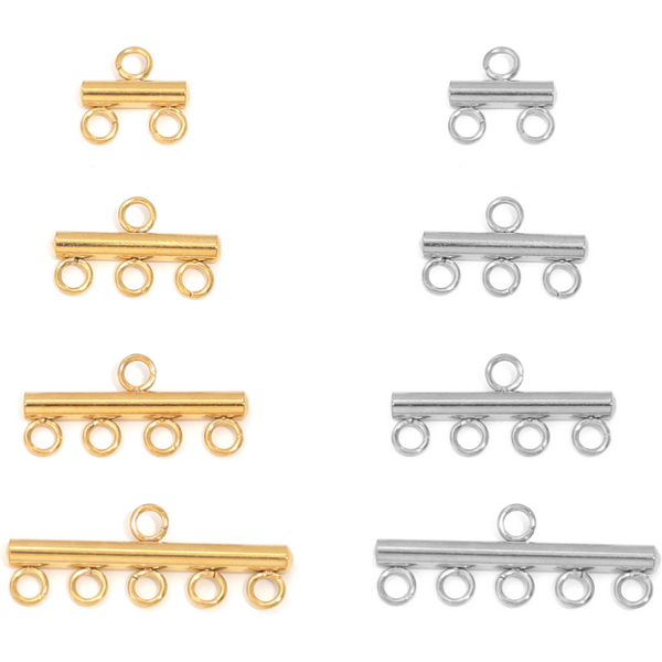 10 stücke Edelstahl Halskette Layer ing Verschluss Schiebe verschluss Verschluss Anhänger Stecker Multi Stränge Rohr für DIY Handwerk Schmuck herstellung
