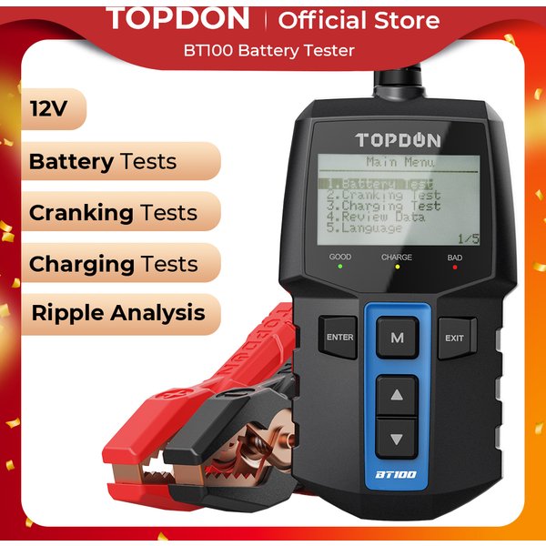 TOPDON BT100 12V Auto Batterie Tester Digital Automotive Diagnose Batterie Tester Analysator Fahrzeug Ankurbeln Lade Scanner Werkzeug