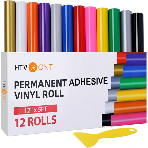 12/8 Pack HTVRONT 12inX5ft Multi Color Permanent Adhesive Vinyl Rolls for Cricut Craft DIY Cup Glass Phone Case Home Decor Gift