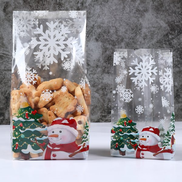 Weihnachten süße Schneemann Kunststoff Geschenke Taschen Süßigkeiten Keks Backen Verpackung Tasche Weihnachtsdekoration 2023 für Zuhause Neujahr 2024