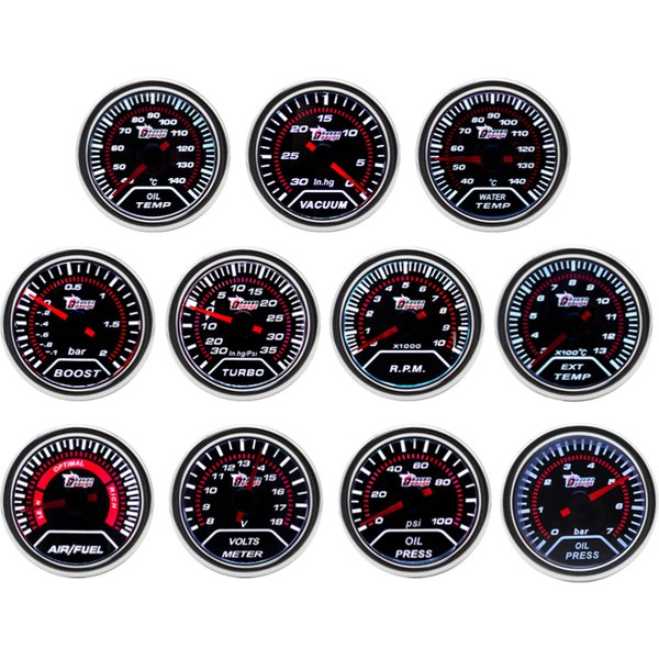2" 52mm Car Turbo Boost Gauge BAR PSI Water Temp Oil Temp Oil Press EGT Gauge Tachometer Voltmeter Vacuum Air Fuel Ratio Gauge