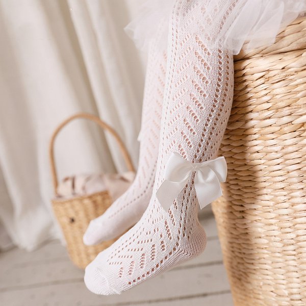 0-36Month Summer Baby Tights For Girls Lace Mesh Thin Toddler Girls Tight Fashion Bow Cotton Princess Pantyhose New