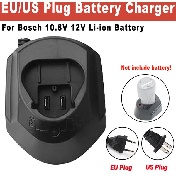 EU/US-Stecker Li-Ionen-Akkuladegerät mit Kontrollleuchte für Bosch 10,8 V 12 V Li-Ionen-Akkuladegerät BAT411 BAT412 TSR1080
