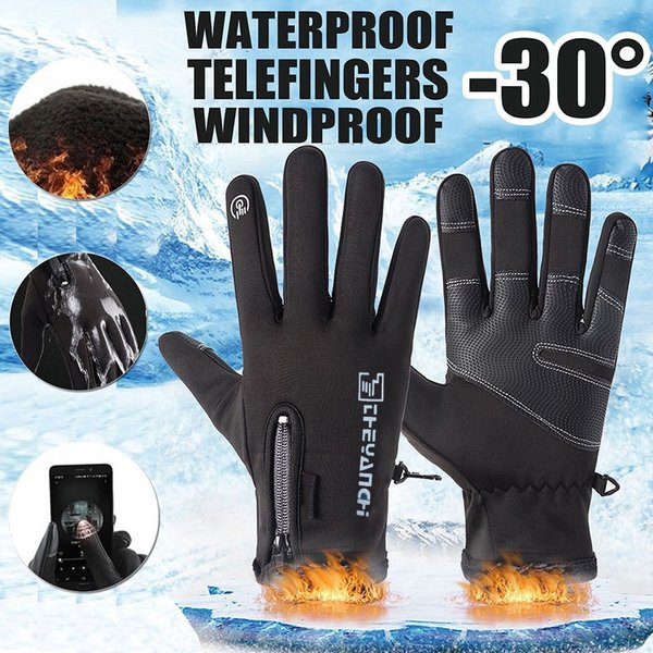 1 Paar Winterhandschuhe für Herren, Touchscreen, rutschfest, Unisex, wasserdicht, winddicht, warm, Radfahren, kalte Handschuhe, modischer Reißverschluss, Sporthandschuh