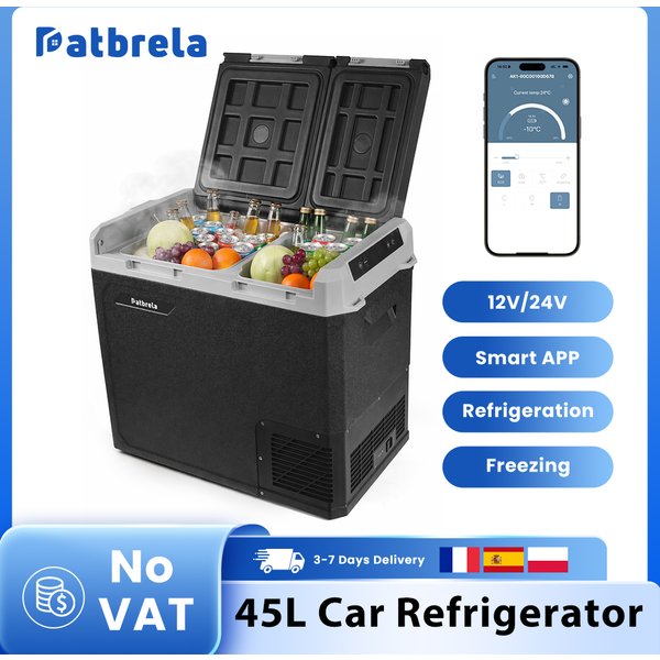 Patbrela 20/40/45L Auto-Kühlschränke und -Gefriertruhen 12V/24V Kompressor-Kühlschrank mit APP-Steuerung, Kompressor-Kühlbox für Autos und LKWs, Outdoor-Camping und Heimgebrauch
