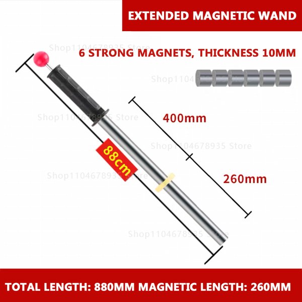 Outil de ramassage magnétique puissant, balai magnétique télescopique avec poignée rétractable, barre magnétique robuste pour le nettoyage des débris métalliques et de la ferraille