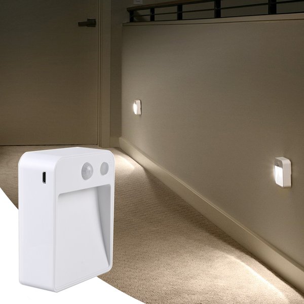Lampe de nuit LED sans fil à détecteur de mouvement, alimentée par batterie, 2 modes : toujours allumée/automatique, pour chambre à coucher, armoire, salle de bain, escaliers