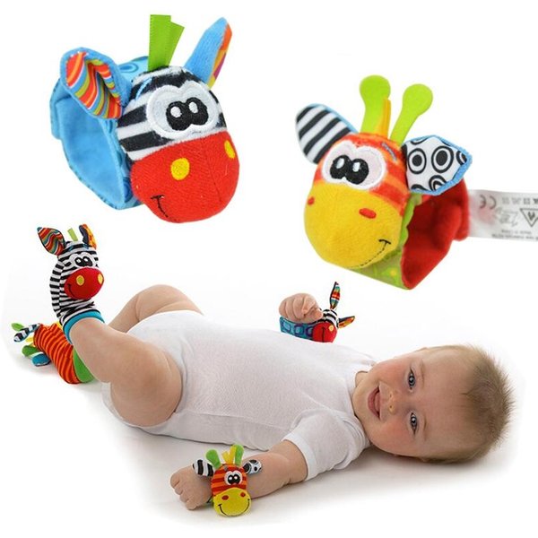 2PCS/SET Baby Rattle Toys Cute Stuffed Animals Wrist Rattle Foot Finder Socks 0~12 Months For Infant Boy Girl Newborn Gift
