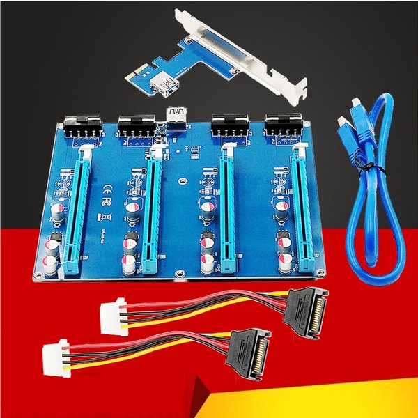 PCI-E 1x Expansion Kit PCI Express 1 zu 4 Port PCI Express Schalter Multiplier HUB Riser Karte PCIE x1 zu x16 Adapter für BTC Miner