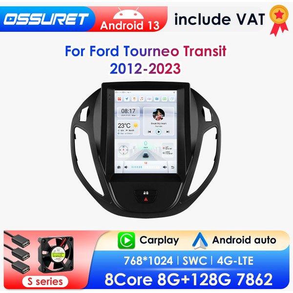 9,7 Zoll Android13 Auto Stereo Multimedia für Ford Transit Tourneo 2012-2023 GPS Autoradio Carplay 4g intelligenten Player 360 Kamera