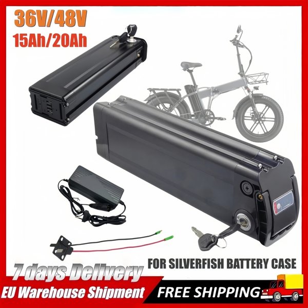 Hochwertiger 48V 20Ah 15Ah Silverfish Lithium-Ionen Hochleistungs-Akku 250W 500W 750W 36V 20Ah 15Ah 18650 Batteriepack + 2A Ladegerät