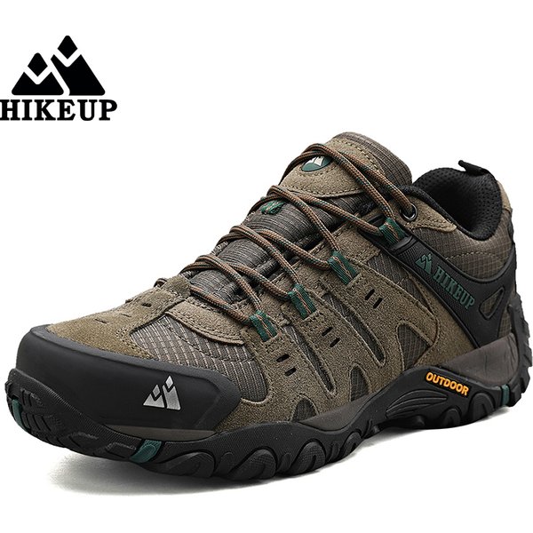 HIKEUP Men's hiking shoes Mountain trekking outdoor shoes Wear-resistant Men walking Suede leather High quality fashion sneakers