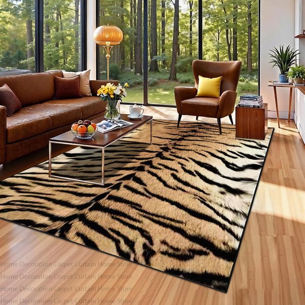 Tapis à motif animal tigre rétro, doux et moelleux, décoration intérieure, grand tapis lavable antidérapant pour salon, chambre à coucher, salle de séjour.