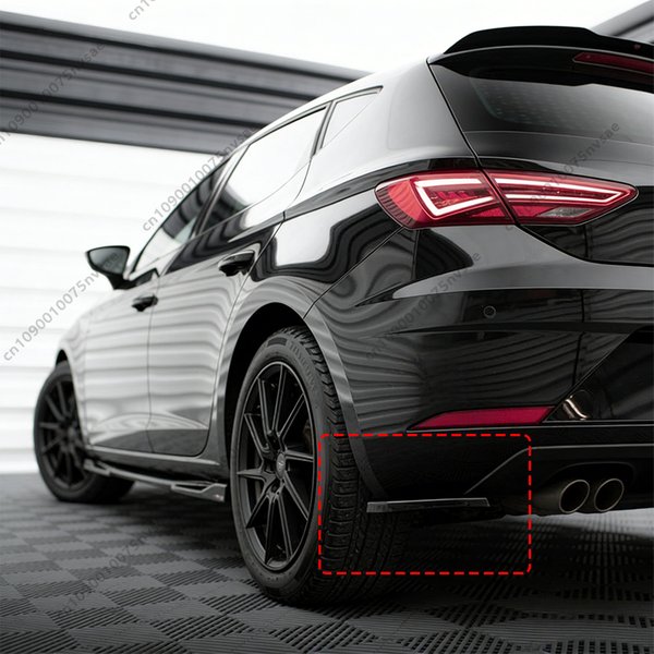 Do Seat Leon Mk3 Facelift Hatchback 2016-2020 (Niezależnie od FR/Cupra) Styl Maxton 1:1 Boczne Splittery Tylnego Zderzaka 2 szt. Dyfuzor Tylny