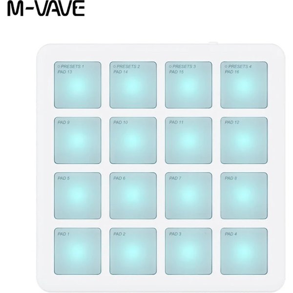 M-VAVE SMC-PAD Pocket Pad Tragbarer kabelloser MIDI-Controller 16-Pads Geeignet für Percussion DJ Music Arranger Keyboard Controller