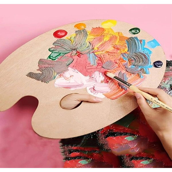 Bview 1pc Holz Aquarell Palette Öl Acryl Mal werkzeug Kunst Alternativen Farb tablett Künstler liefern Studenten ovale Palette Tablett