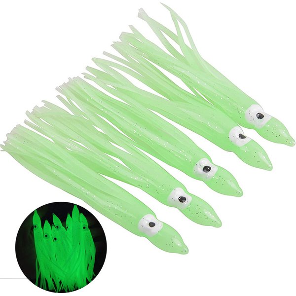 Leurres de pêche au calmar en plastique souple, appâts de pêche à la traîne, bar d'eau salée, stade de truite, 5 pièces