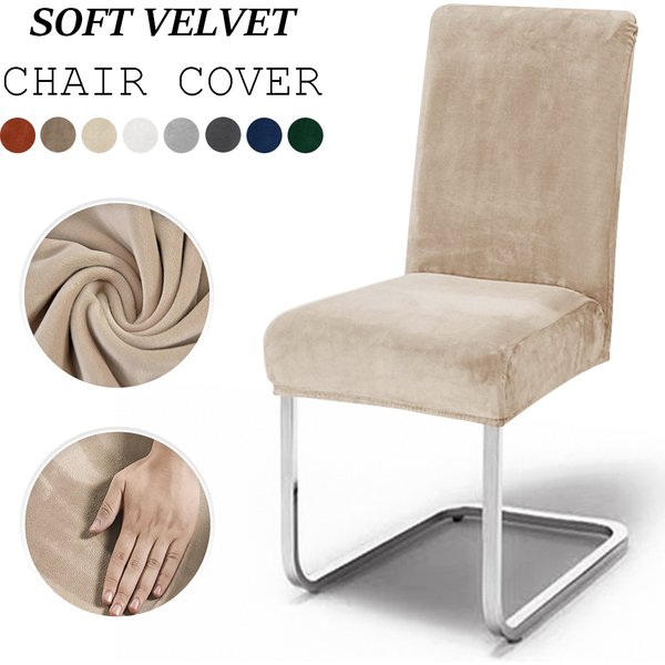 Housses de chaise en velours doux, épais, couleur unie, housse de siège extensible pour salle à manger, bureau, Banquet, Restaurant, 1 pièce