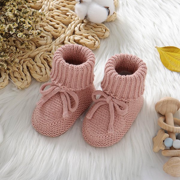 Chaussures bébé couleur unie tricoté nouveau-né garçons et filles bottes premiers marcheurs fond souple infantile unisexe chaussures 0-18m chaussons enfant
